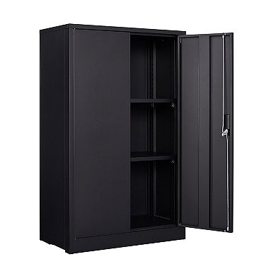 Folding Metal Storage Cabinet with Locking Doors, Adjustable Shelf Steel Storage Locker