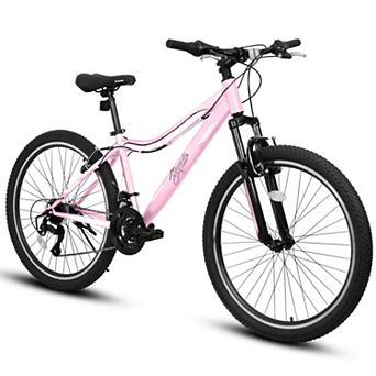 24 Inch Mountain Bike with 21 Speed Front Suspension Dual V-Brakes for Trail Commute Urban Riding