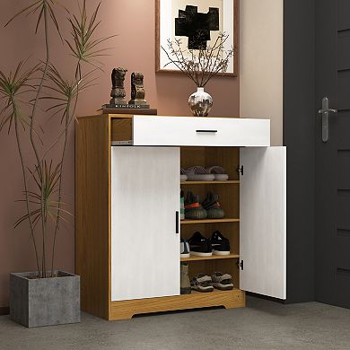 4-Tier Shoe Cabinet with Drawer & Adjustable Shelves, Freestanding Storage for Entryway Hallway