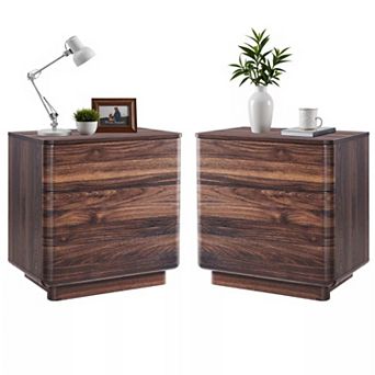 22" Modern Nightstand with Charging Station & 3 Drawers, Wooden End Table for Bedroom Living Room