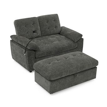 KWPZQEB Loveseat Leisure Sofa with Adjustable Backrest & Phone Stand, USB Charging Port