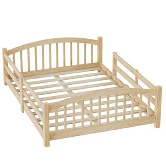 KWPZQEB Solid Wood Montessori Floor Bed with Slats and Safety Guardrails, Easy Assemble, Twin/Full