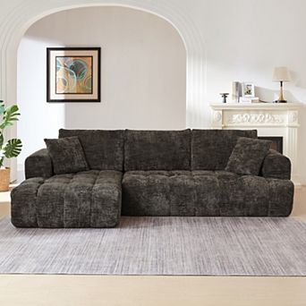 KWPZQEB L-Shape Chenille tufted Sectional Sofa with Chaise for Apartment, Living Room, 108.2 Inch