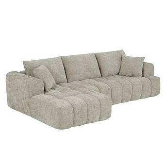 KWPZQEB L-Shape Chenille tufted Sectional Sofa with Chaise for Apartment, Living Room, 108.2 Inch