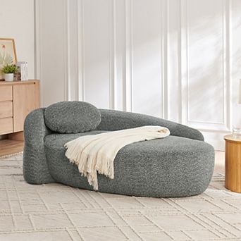 KWPZQEB Modern Integrated Backrest Oval Single Lazy Sofa wiith Armrest & Pillow for Living Room