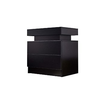 LED Nightstand with 2 Drawers, Bedside Table with Adjustable RGB Lights, Open Storage Shelf