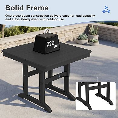 HDPE Patio Dining Set 35.8" Square Dining Table Set with 4 Armless Chairs (19.7"x21.3")