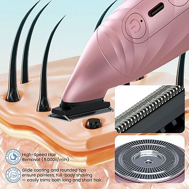 Lila by Akunbem 2-in-1 Bikini Trimmer & Shaver - Adjustable Magnetic Blades, Rechargeable