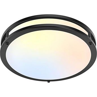 13 Inch LED Flush Mount Ceiling Light Fixture for Living Room Kitchen, Black