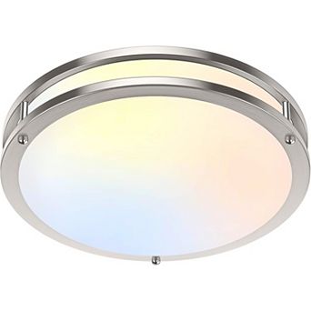 13 Inch LED Flush Mount Ceiling Light Fixture for Living Room Kitchen, Black