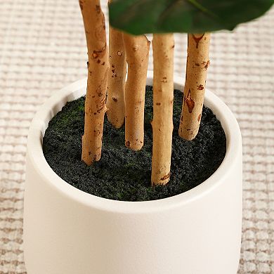 7-ft. Artificial Fiddle Leaf Fig Tree in Planter, Fake Tree with Wood Trunk for Indoor Home Decor