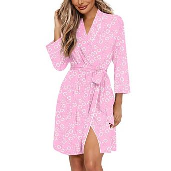 Ekouaer Women Robes Shawl Collar Bathrobe Short Kimono Robe Soft Knit Bathrobes Ladies Sleepwear