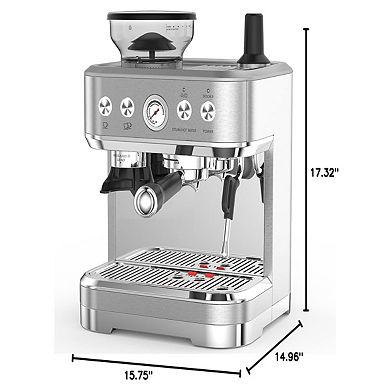 15 Bar Semi-Automatic Espresso Machine with Built-in Grinder