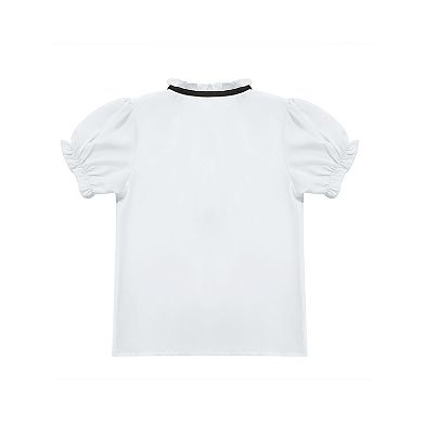 Girls' 2-Piece Short Sleeve White Shirt and Pleated Skirt Set