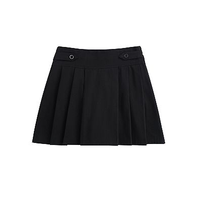 Girls' 2-Piece Short Sleeve White Shirt and Pleated Skirt Set