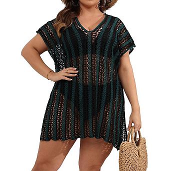 Swimsuit Coverup for Women Plus Size Bathing Suit Cover Up V Neck Crochet Beach Bikini Outfits