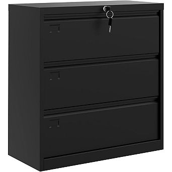 3 Drawer Lateral File Cabinet with Lock, Heavy Duty Steel Office Storage for Letter/Legal/A4