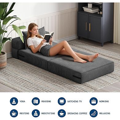 4-in-1 Folding Sofa Bed & Chair Bed - Convertible Sleeper, Fold Out Loveseat Sofa Couch with Pillow