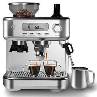 15 Bar Espresso Machine with Built-in Conical Burr Grinder & Milk Frother