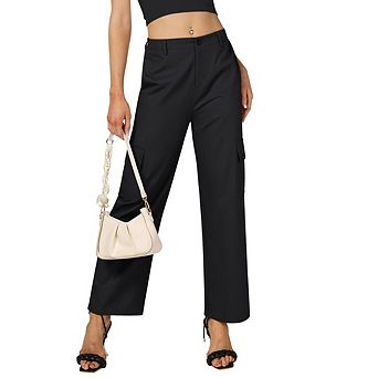Women's High-Waist Cargo Pants Lightweight Stretch Wide-Leg for Hiking & Casual