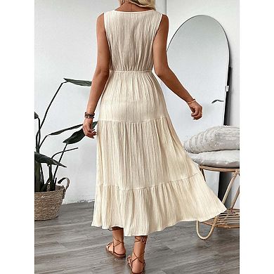 Seoria Sleeveless V Neck Maxi Dress
