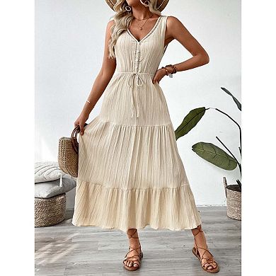 Seoria Sleeveless V Neck Maxi Dress