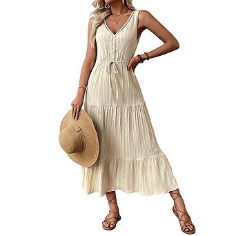 Seoria Sleeveless V Neck Maxi Dress