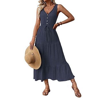 Seoria Sleeveless V Neck Maxi Dress