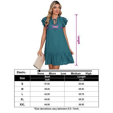Summer Women's Flutter Sleeve Mini Dress V Neck Ruffle Short Sleeve Short Sundress