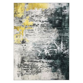 Washable Abstract Modern Area Rug, Large Ultra Soft Runner Rug Low Pile, Living Room Bedroom Office