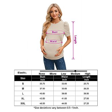 Women's Maternity Short Sleeve T-Shirt Soft Stretch Casual Pregnancy Tee Top