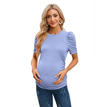 Women's Maternity Short Sleeve T-Shirt Soft Stretch Casual Pregnancy Tee Top