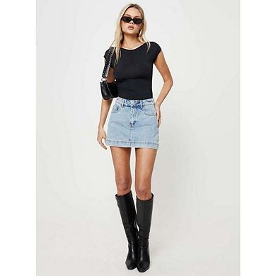 Women's Denim Skort Mini Skirt Style with Pockets