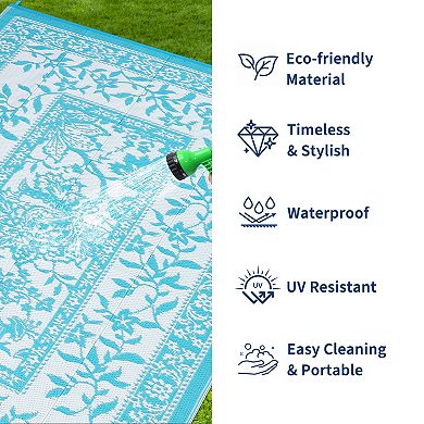 Outdoor Rug Waterproof UV Resistant, Reversible Large Floor Cover Plastic for Patio Balcony Backyard