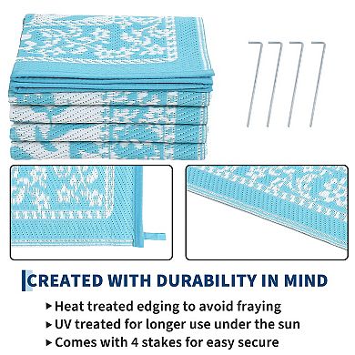 Outdoor Rug Waterproof UV Resistant, Reversible Large Floor Cover Plastic for Patio Balcony Backyard