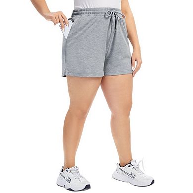 Plus Size Women's Drawstring Sweat Shorts with Pockets Summer Casual Workout & Lounge Shorts
