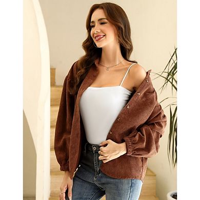 Women Long Sleeve Button Down Blouses Causal Corduroy Shirts Tops