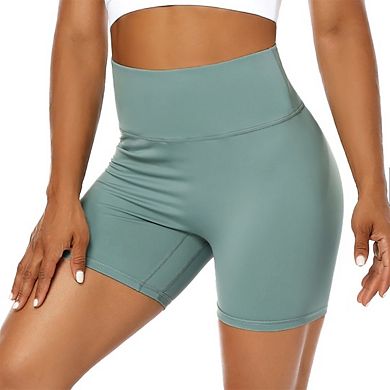 High-Waist Workout Shorts with Tummy Control & Side Pockets Yoga & Gym Biker Shorts