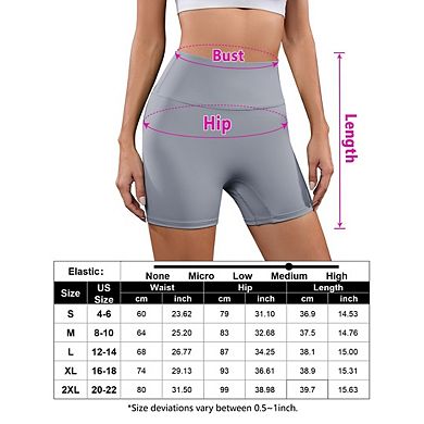 High-Waist Workout Shorts with Tummy Control & Side Pockets Yoga & Gym Biker Shorts