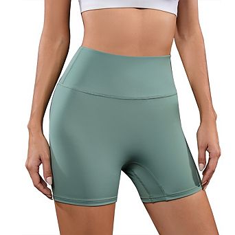 High-Waist Workout Shorts with Tummy Control & Side Pockets Yoga & Gym Biker Shorts