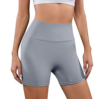 High-Waist Workout Shorts with Tummy Control & Side Pockets Yoga & Gym Biker Shorts