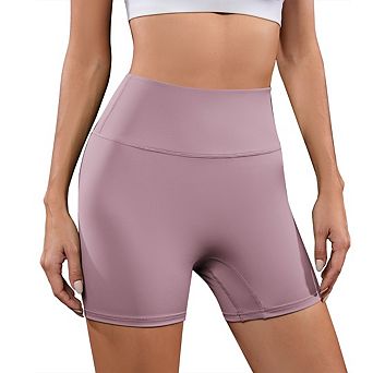 High-Waist Workout Shorts with Tummy Control & Side Pockets Yoga & Gym Biker Shorts