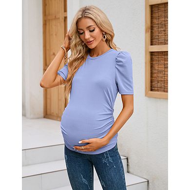 Women's Maternity Short Sleeve Soft Stretch Casual Pregnancy T-Shirt