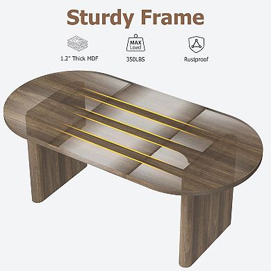 Oval Executive Desk Wooden Office Workstation Writing Table for Home Office