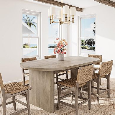 Oval Executive Desk Wooden Office Workstation Writing Table for Home Office