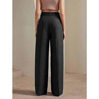 Women's Flowy Wide-Leg Trousers with Pockets Business Casual Style