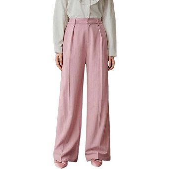 Women's Flowy Wide-Leg Trousers with Pockets Business Casual Style