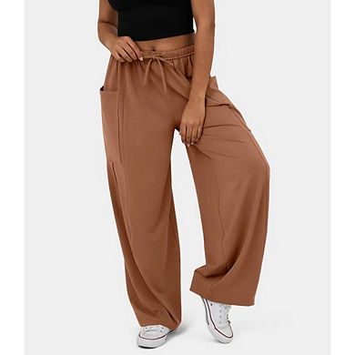 Women's Drawstring Waist Harem Palazzo Pants Casual Elastic Fit with Pockets