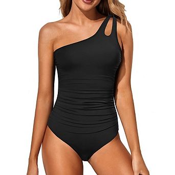 Women's 1 pc Swimsuit One ShoulderTummy Control Ruched Bathing Suit Swimwear