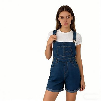 Denim Overall Shorts For Women Adjustable Strap Loose Summer Casual Outfits with Pockets